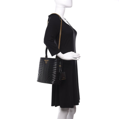 Prada Soft Calfskin Impunture Diagramme Medium Panier Black 2 of 9