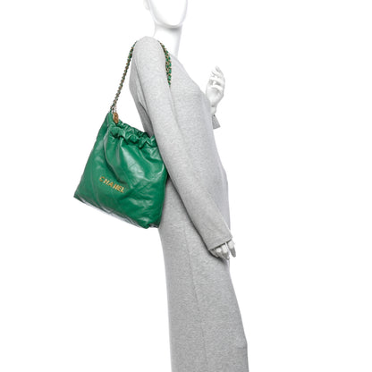 Chanel Shiny Calfskin Quilted Small Chanel 22 Green 2 of 14