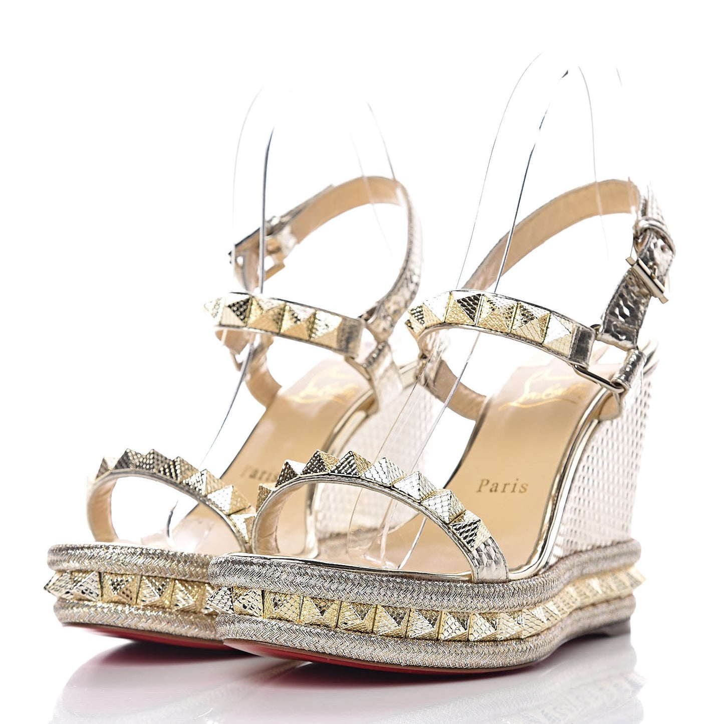 Calfskin Cubiste Pyraclou 110 Wedge Sandals 37 Platine