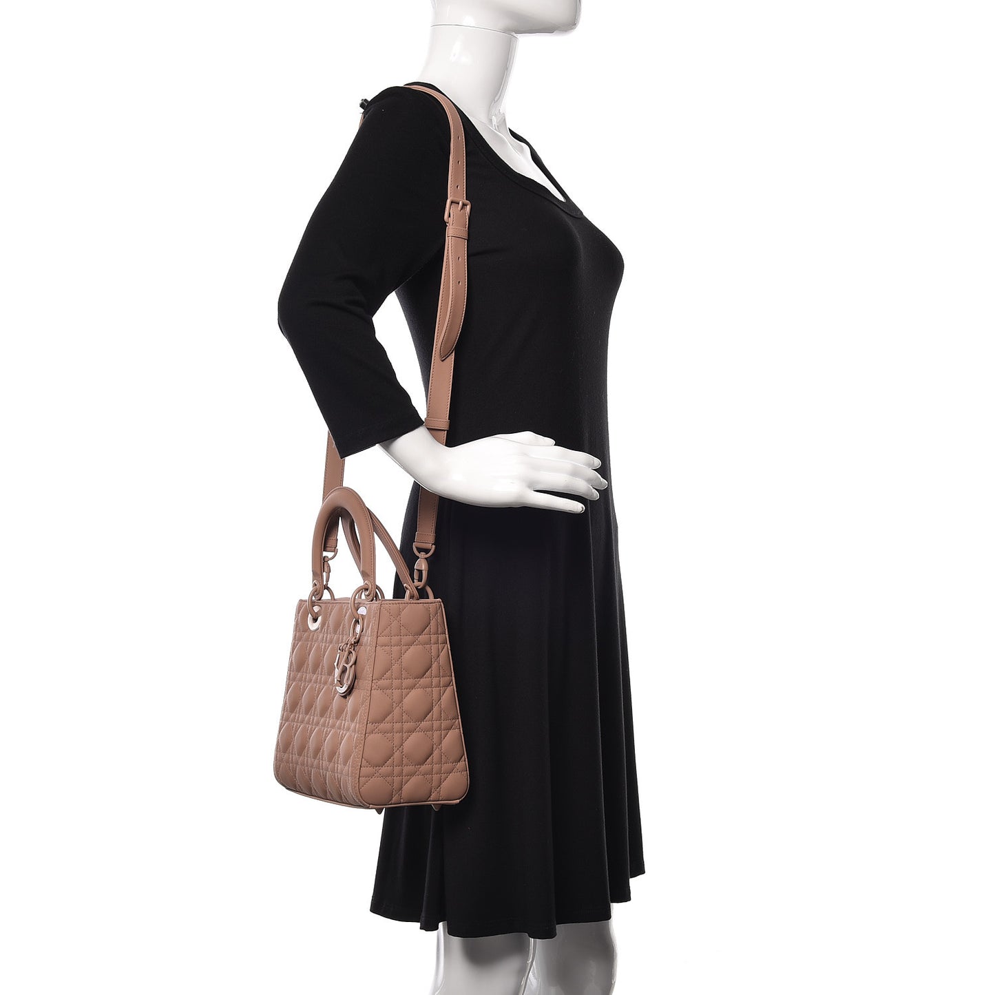 Ultra Matte Calfskin Cannage Medium Lady Dior Beige