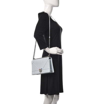 Christian Dior Grained Calfskin Crystal Floral Diorama Flap Bag Sky Light 2 of 16