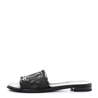 Chanel Mesh Patent Calfskin CC Mules 37 Black 1 of 9