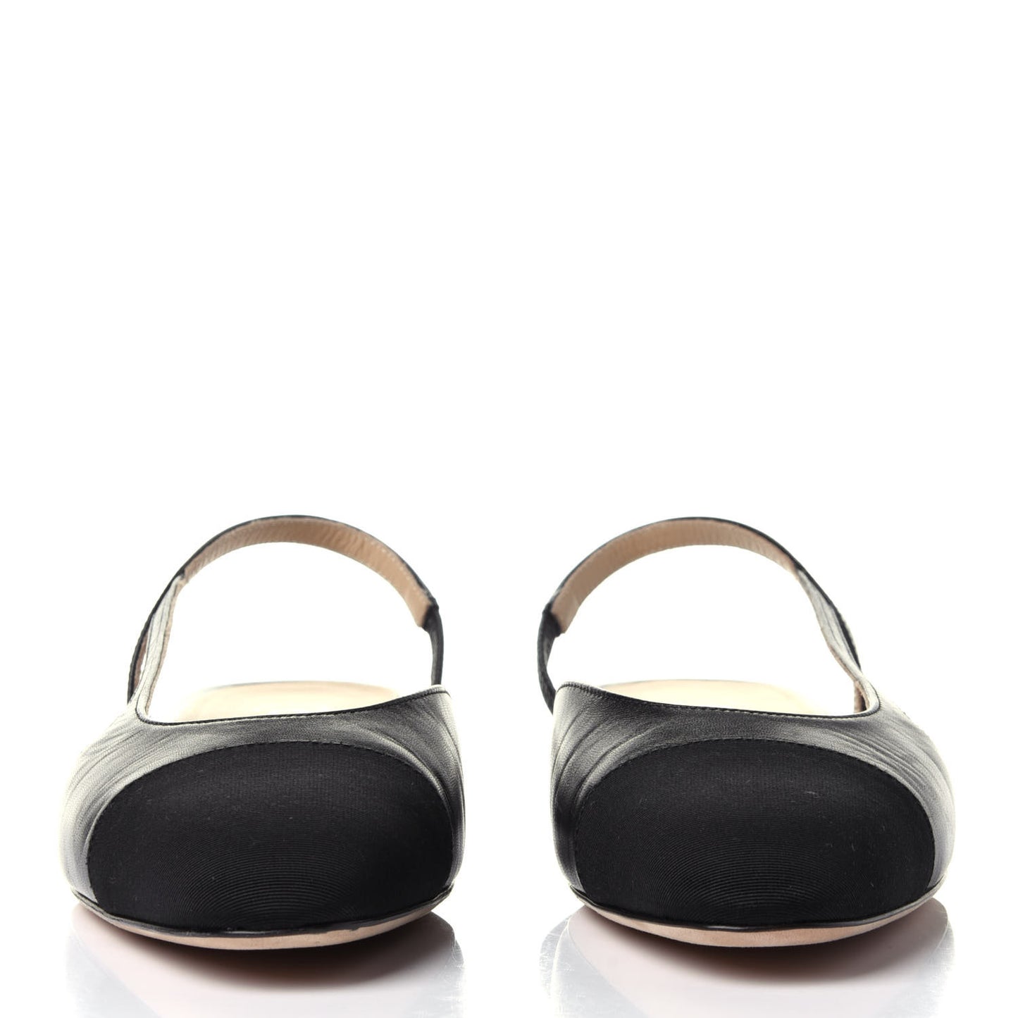 Goatskin Grosgrain Cap Toe CC Slingback Sandals 38 Black