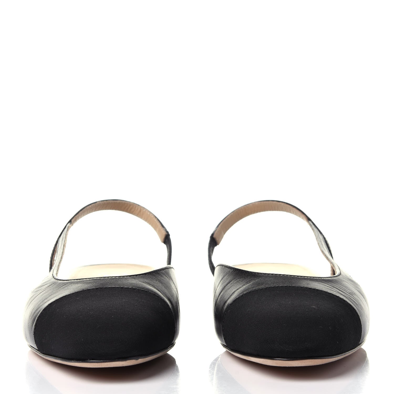 Chanel Goatskin Grosgrain Cap Toe CC Slingback Sandals 38 Black 2 of 12