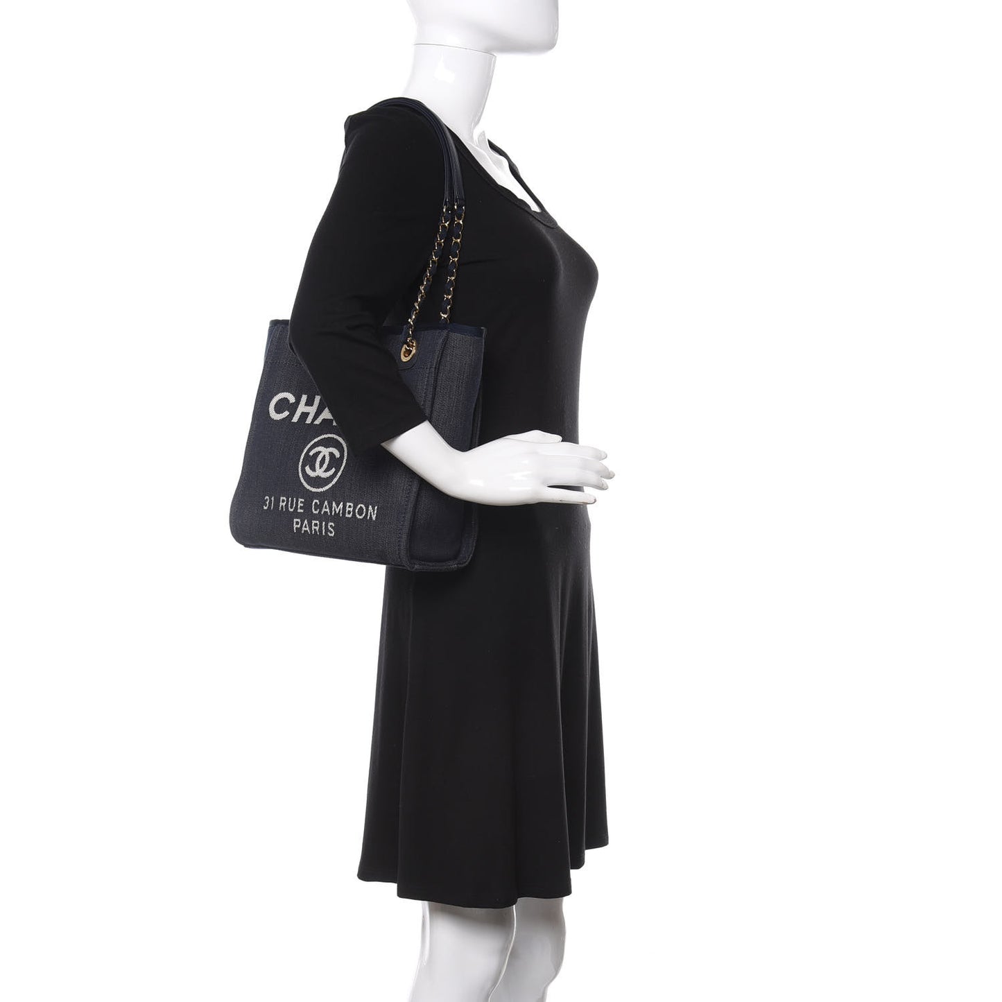 Denim Mini Deauville Tote Dark Blue