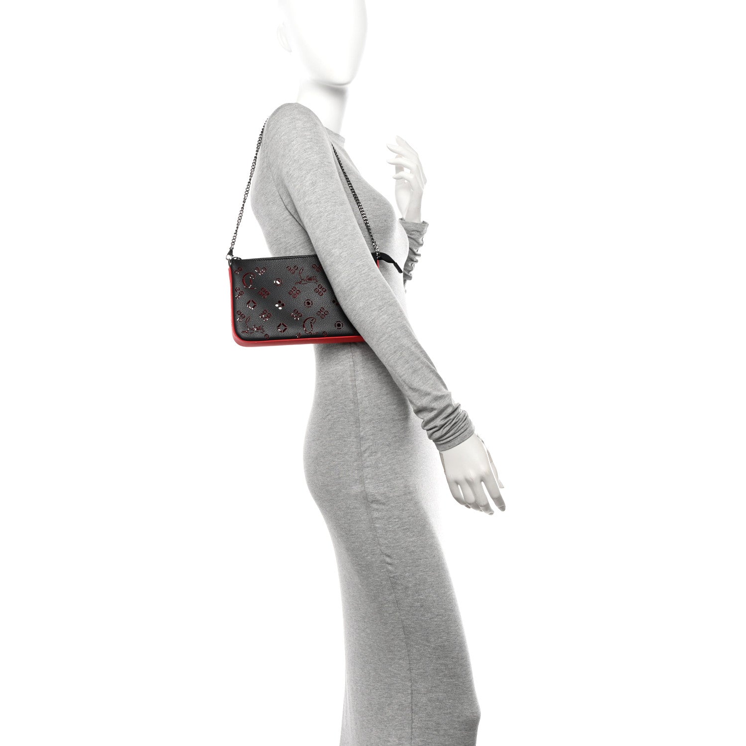 Christian Louboutin Calfskin Loubinthesky Perforated Shoulder Bag Black 2 of 10