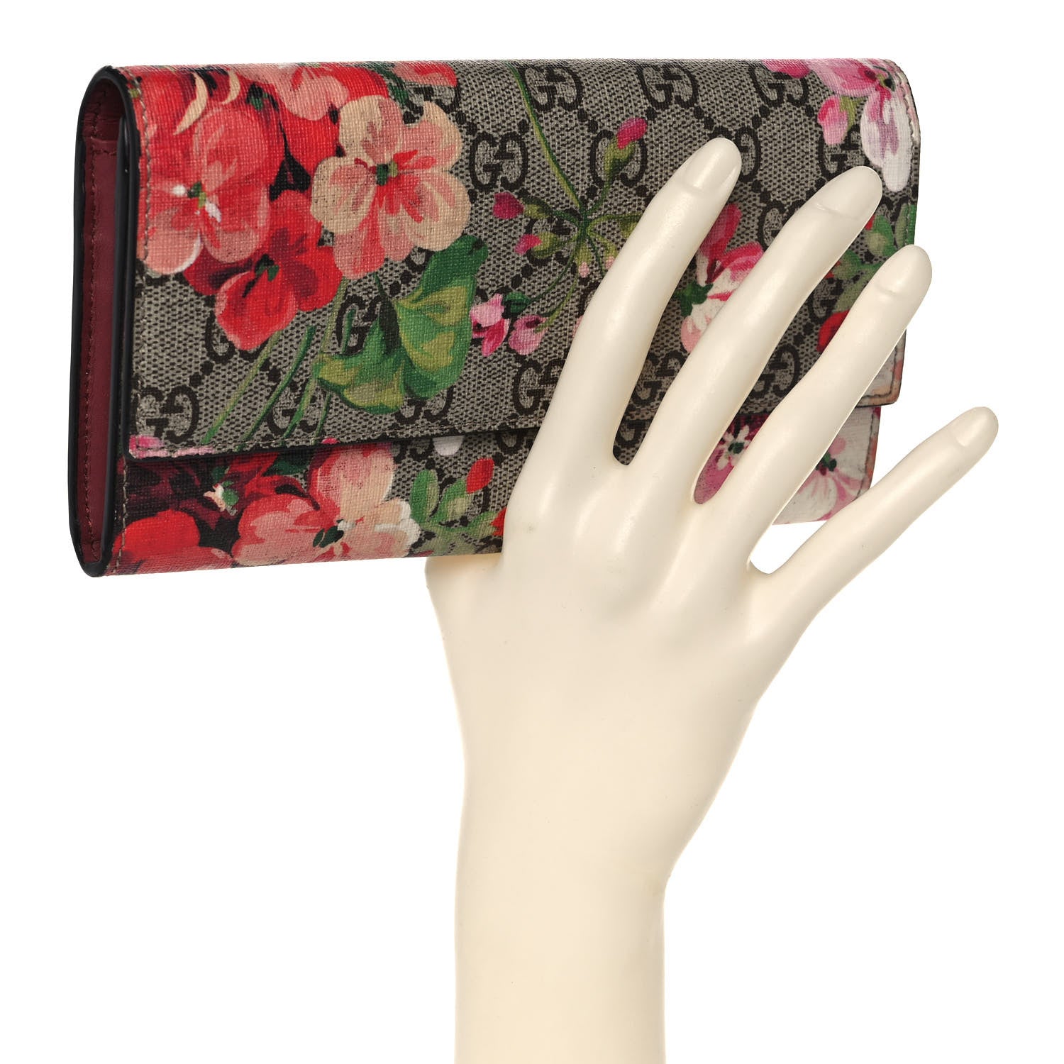 Gucci GG Supreme Monogram Blooms Continental Wallet Beige Multicolor Dry Rose 2 of 10