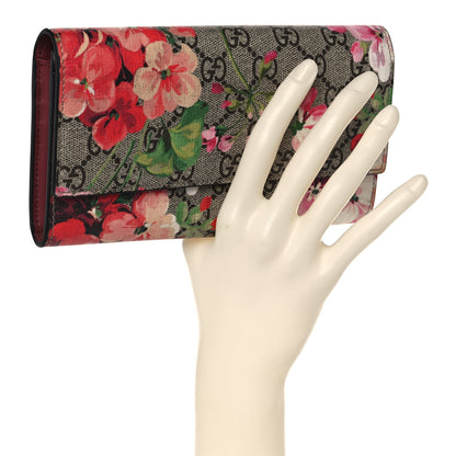 Gucci GG Supreme Monogram Blooms Continental Wallet Beige Multicolor Dry Rose 2 of 10
