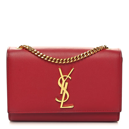 Saint Laurent Grain De Poudre Small Monogram Kate Satchel Red 1 of 9
