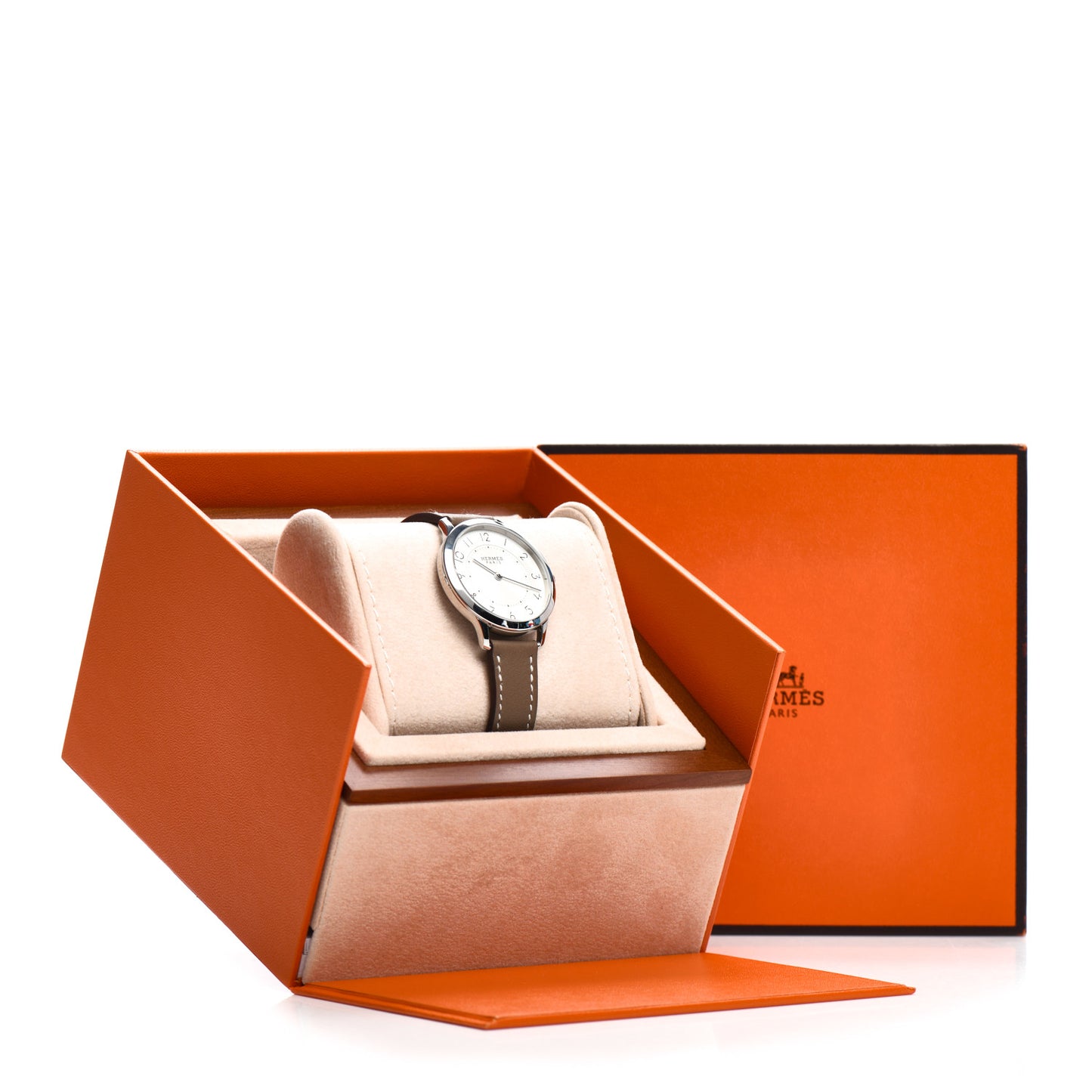 Stainless Steel Swift 32mm Slim d'Hermes Quartz Watch Etoupe