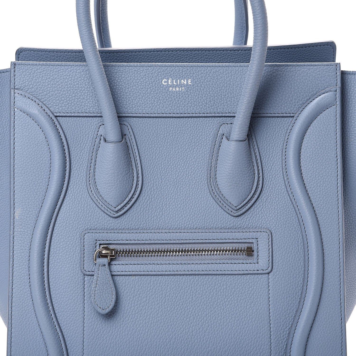 Celine Drummed Calfskin Micro Luggage Slate 7 of 11