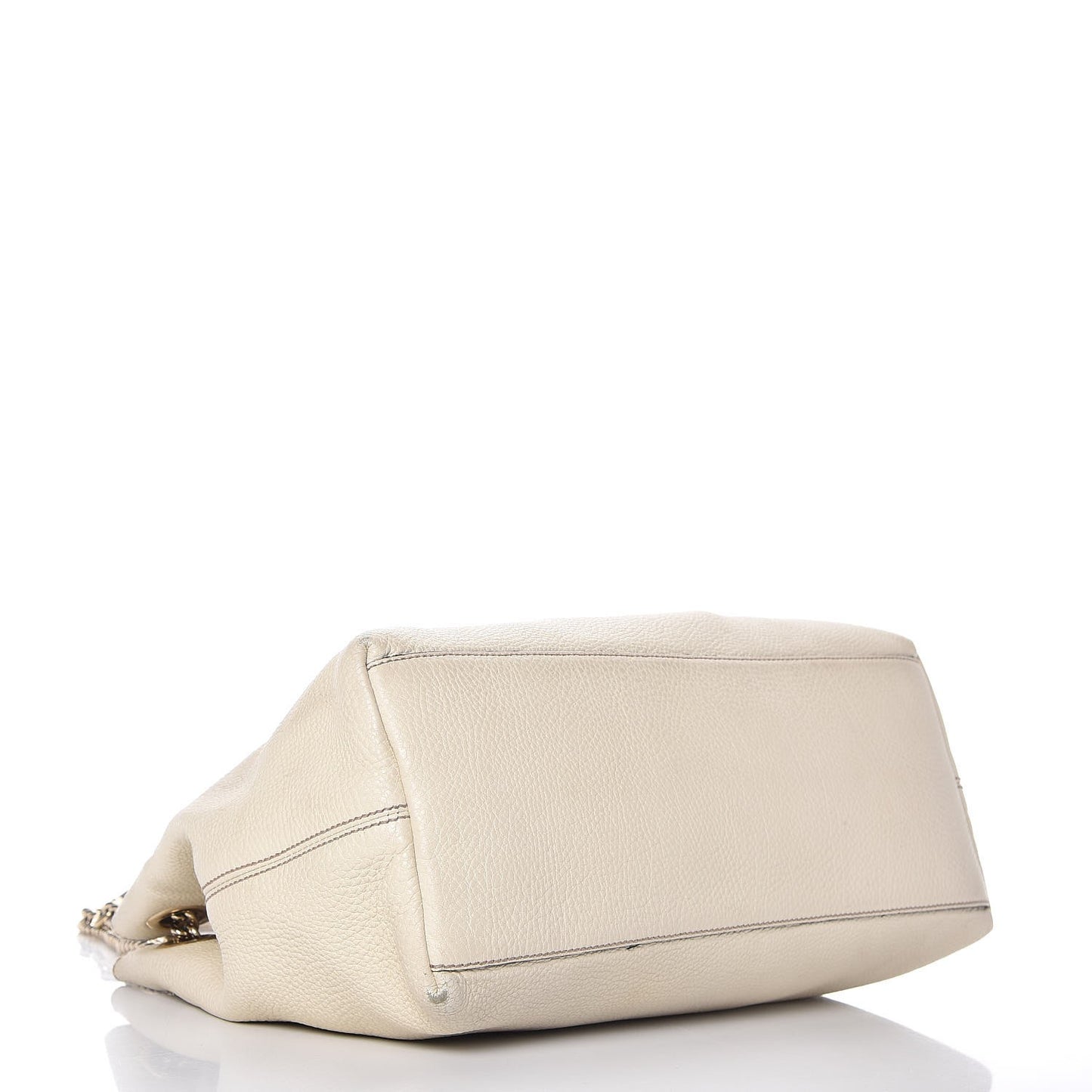 Pebbled Calfskin Medium Soho Chain Shoulder Bag Off White