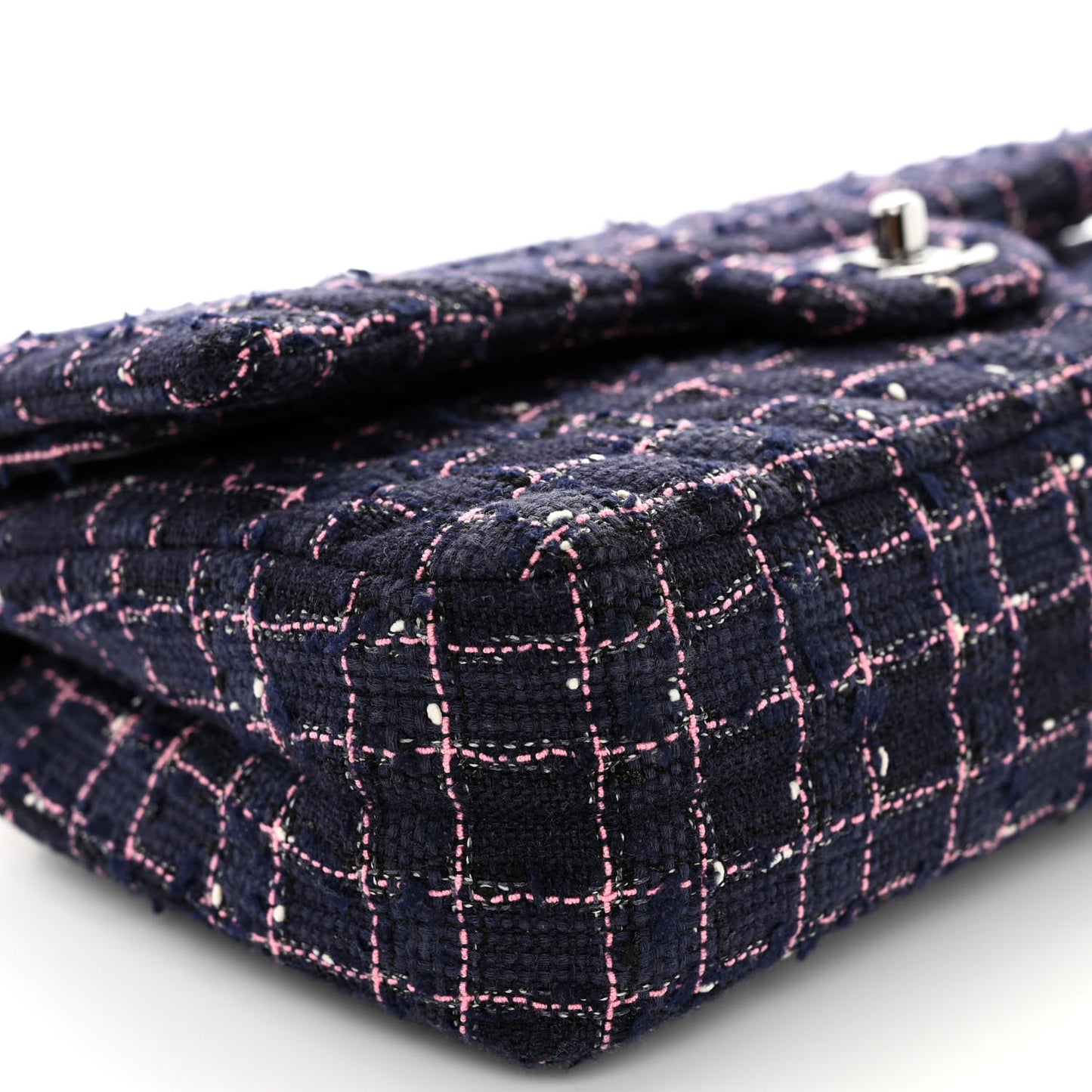 Tweed Chevron Quilted Medium Double Flap Multicolor