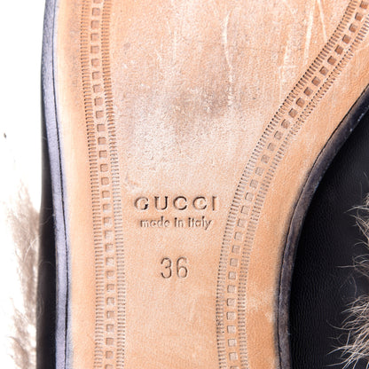 Gucci Malaga Kid Fur Womens Jordaan Loafers 36 Black Natural 4 of 4