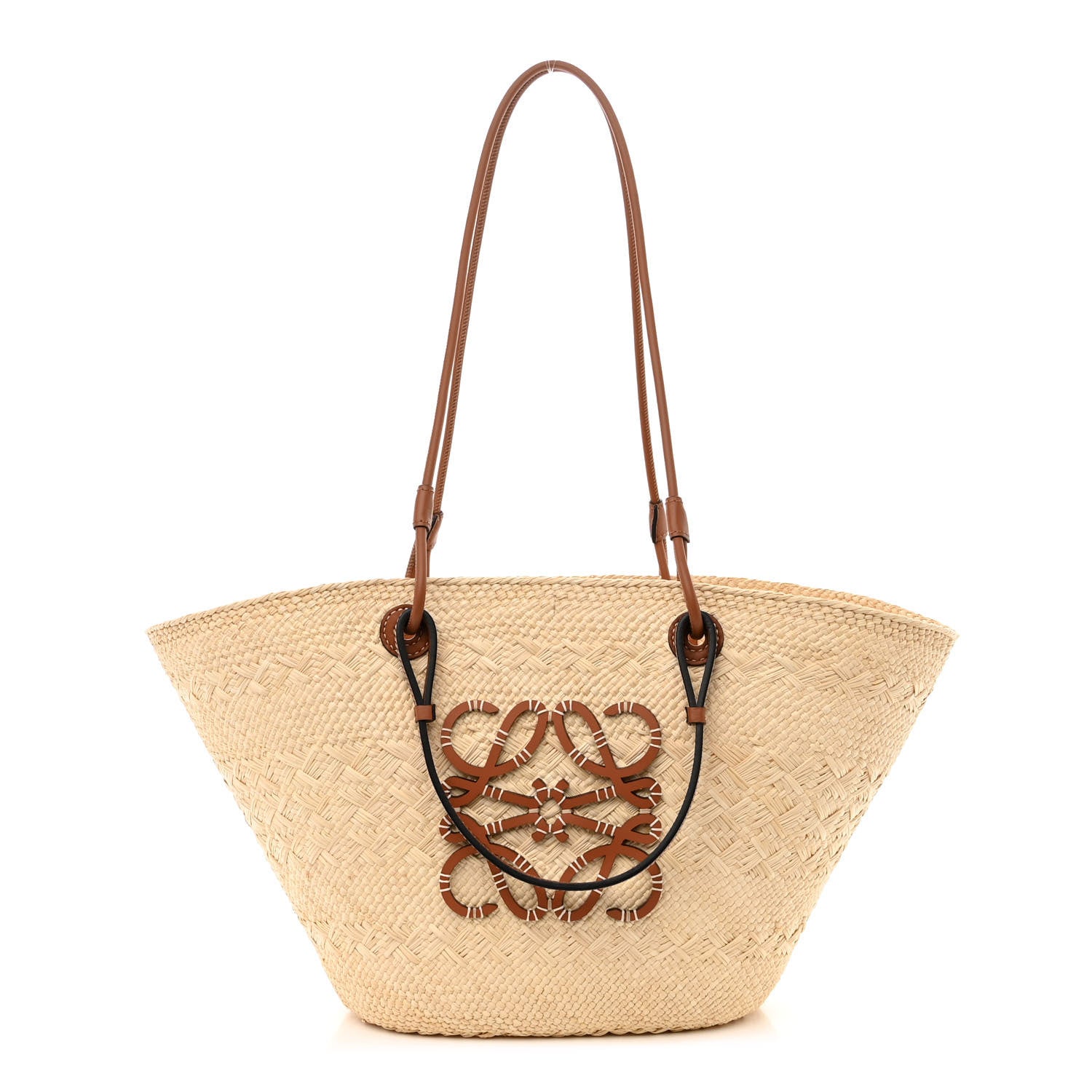 Loewe Calfskin Raffia Small Anagram Basket Tote Bag Natural Tan 1 of 10