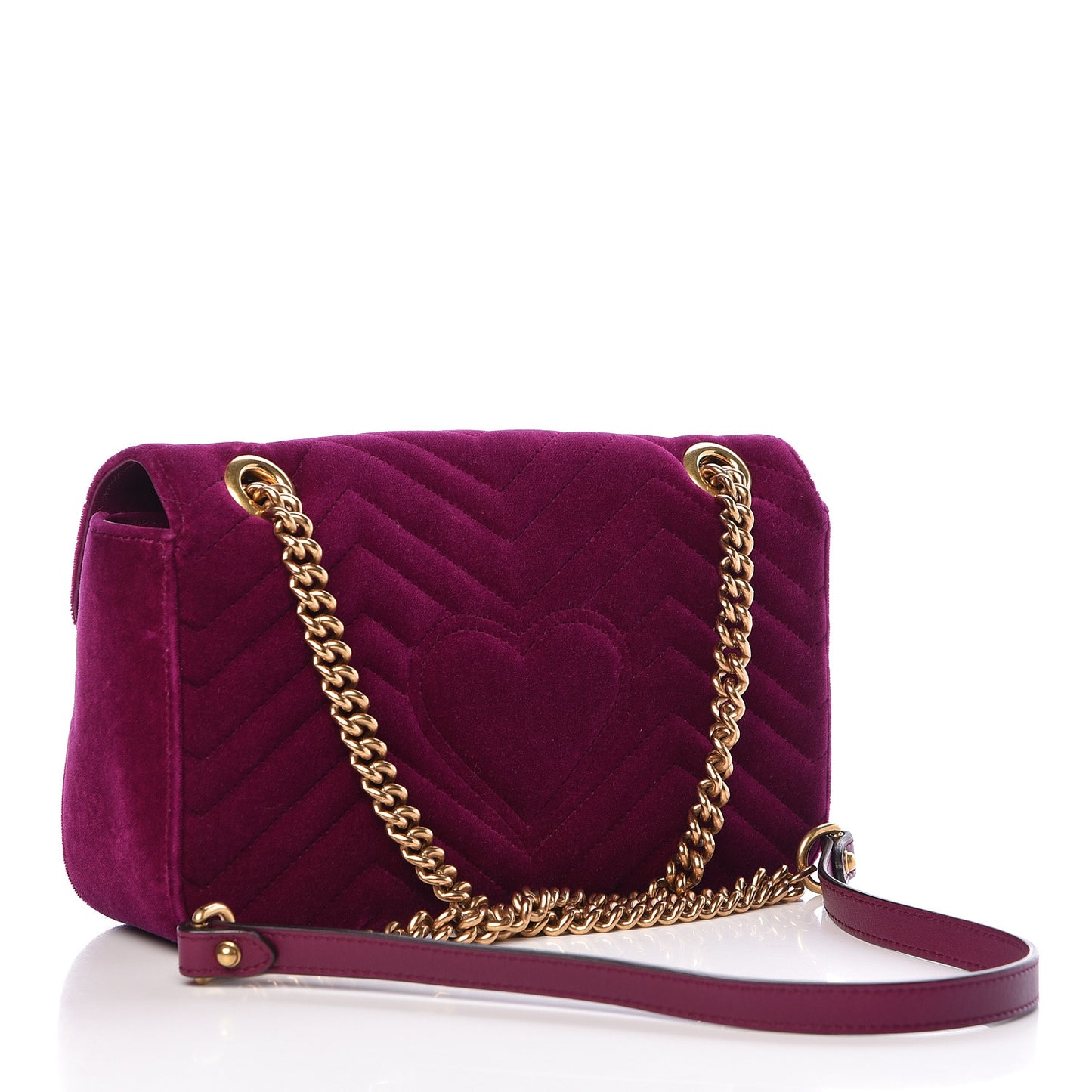 Velvet Matelasse Small GG Marmont Shoulder Bag Fuchsia Violet Cyclamen