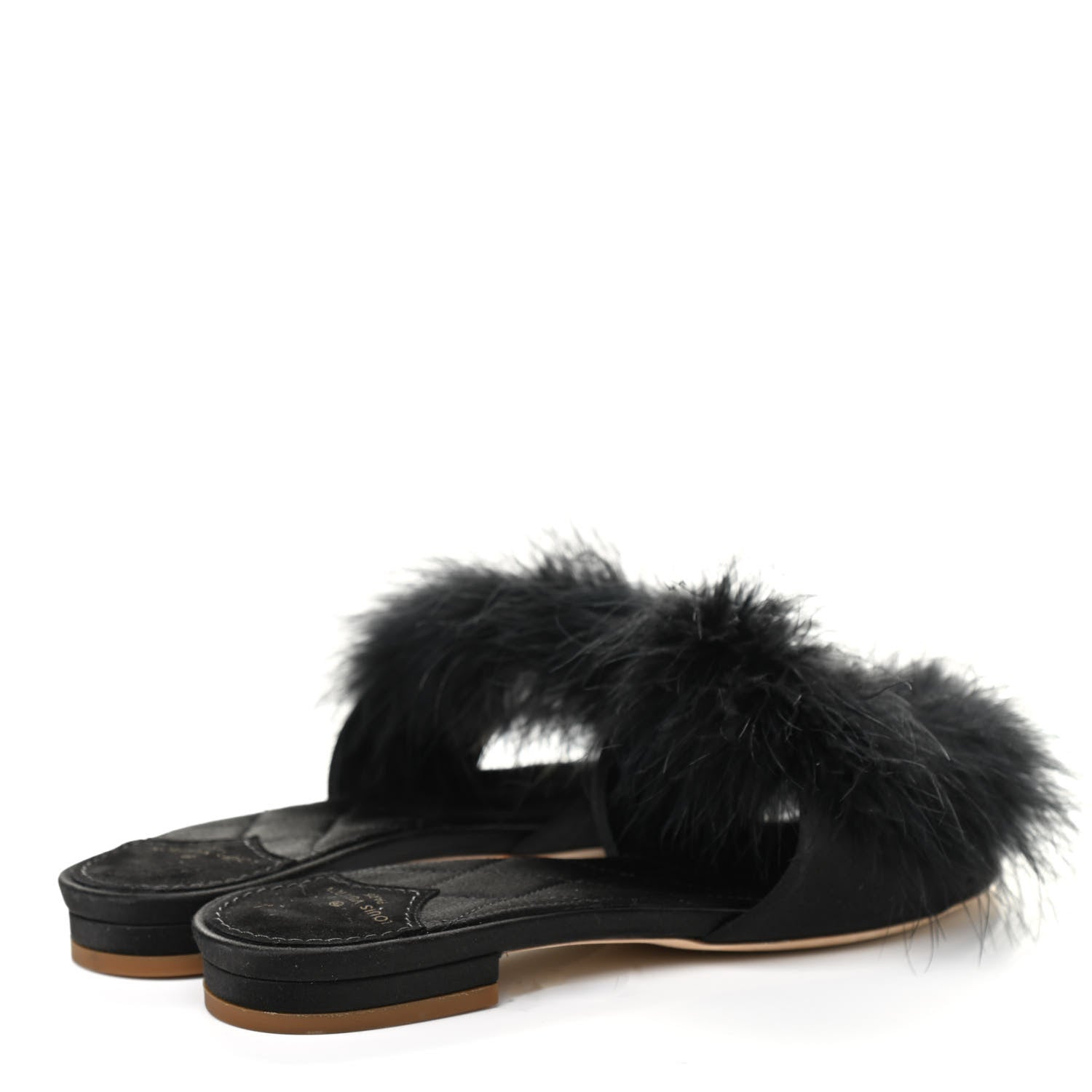Louis Vuitton Marabou Crystal LV Marilyn Flat Mule 37 Black 4 of 9