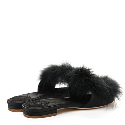 Louis Vuitton Marabou Crystal LV Marilyn Flat Mule 37 Black 4 of 9
