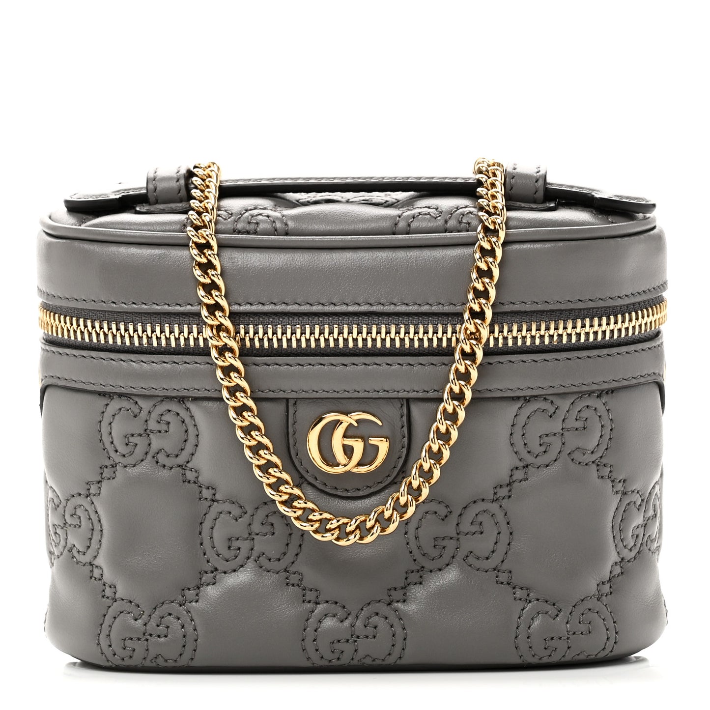 Calfskin GG Matelasse Mini Top Handle Bag Dusty Grey