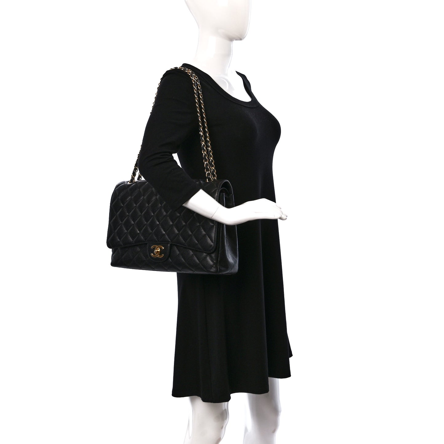 Caviar Quilted Maxi Double Flap Black
