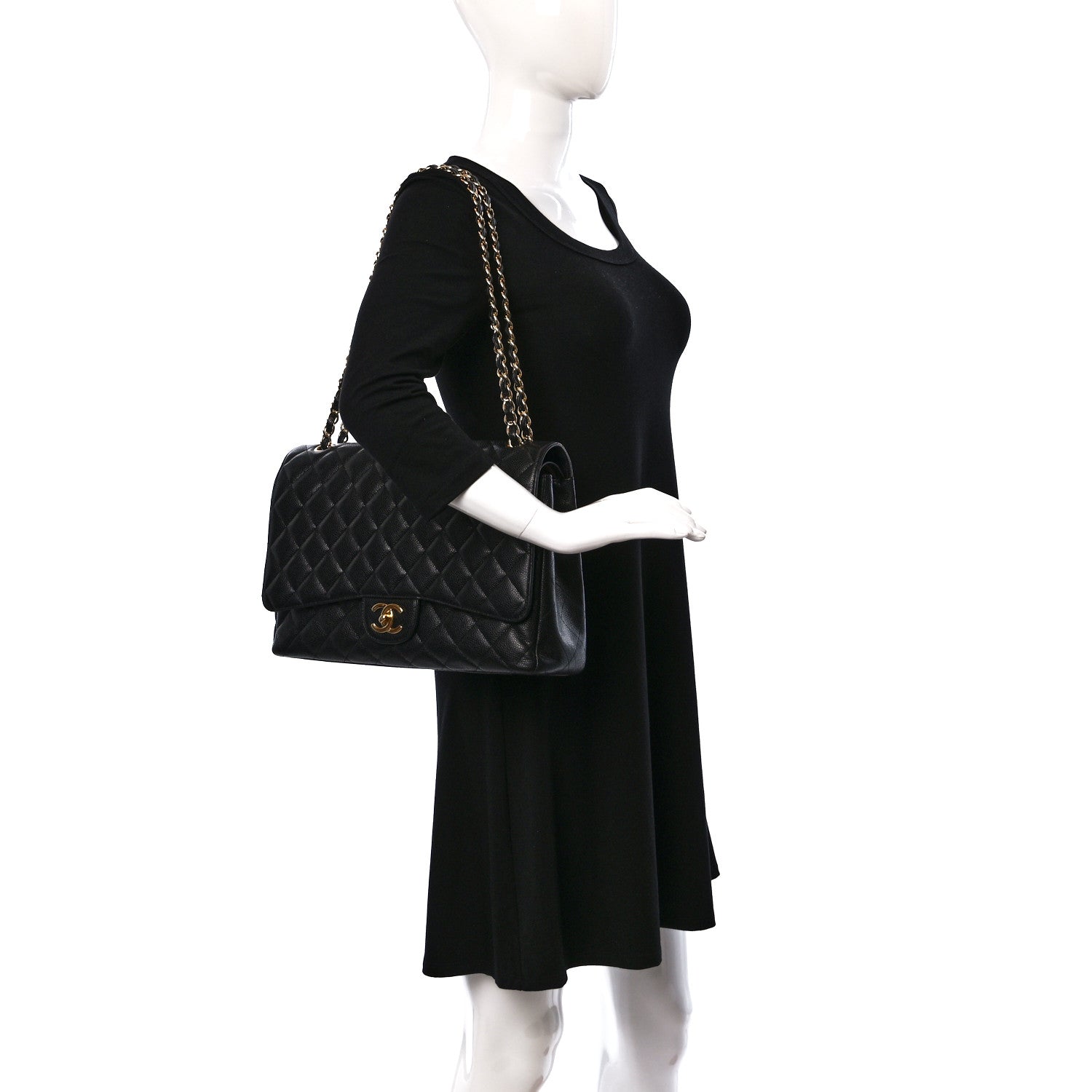 Chanel Caviar Quilted Maxi Double Flap Black 2 of 11