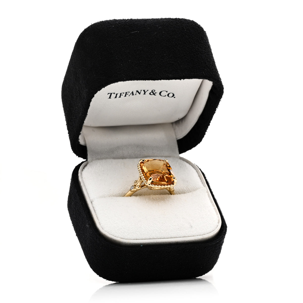Tiffany 18K Yellow Gold Diamond Citrine Sparklers Cocktail Ring 56 7.5 6 of 6
