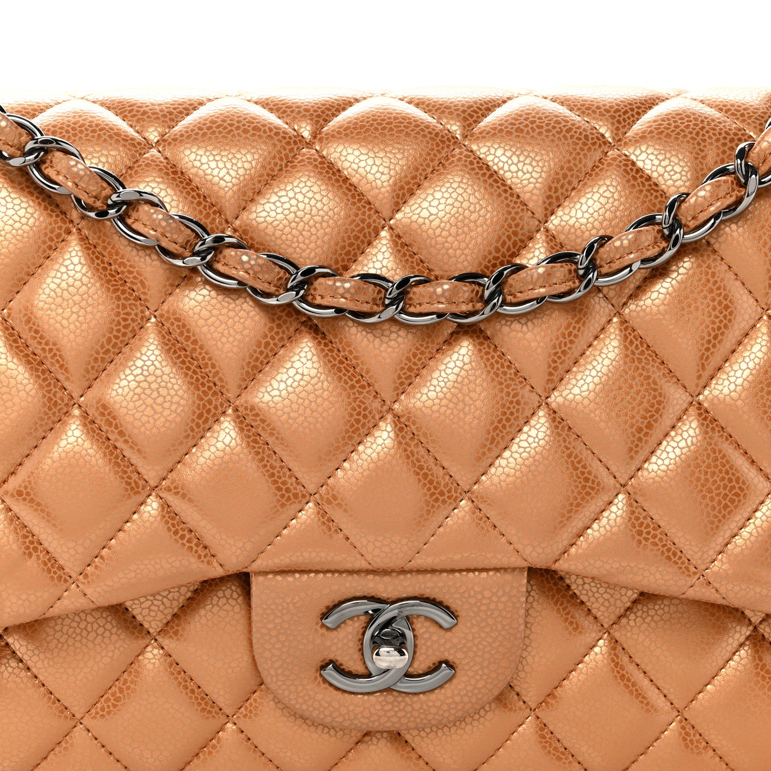 Chanel Metallic Caviar Quilted Jumbo Double Flap Copper 8 of 10