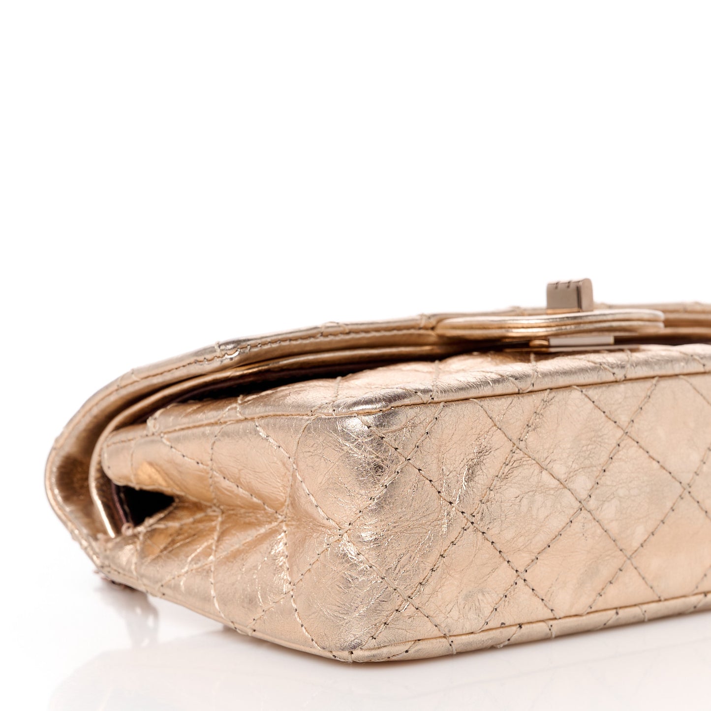 Metallic Aged Calfskin Quilted 2.55 Reissue 224 Flap Light Pink