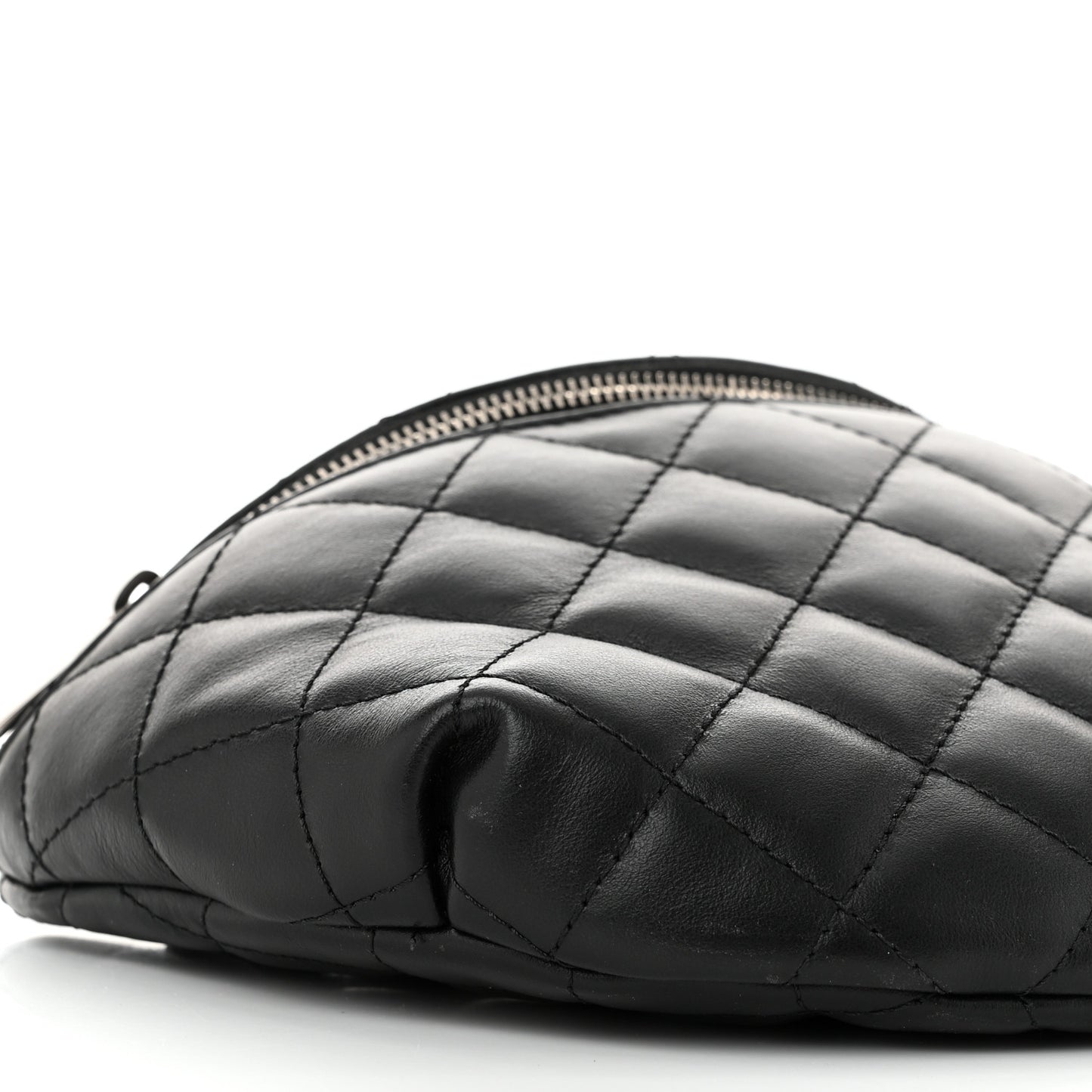 Calfskin Quilted Waist Belt Bag Black