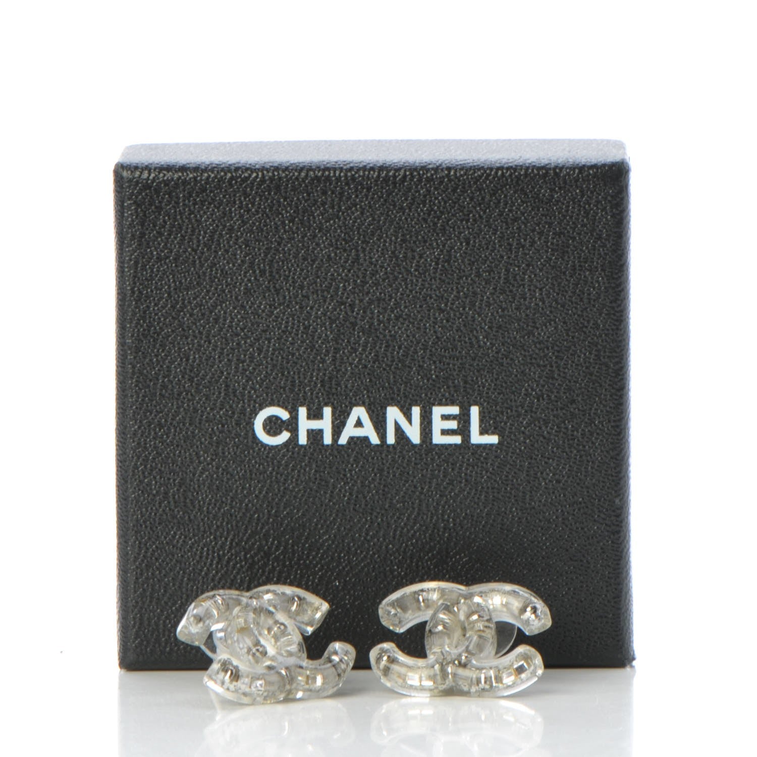 Chanel Resin Baguette CC Earrings Silver 6 of 6