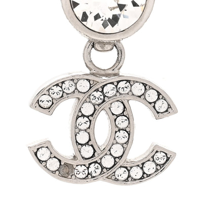 Chanel Crystal CC Long Drop Earrings Silver 5 of 6