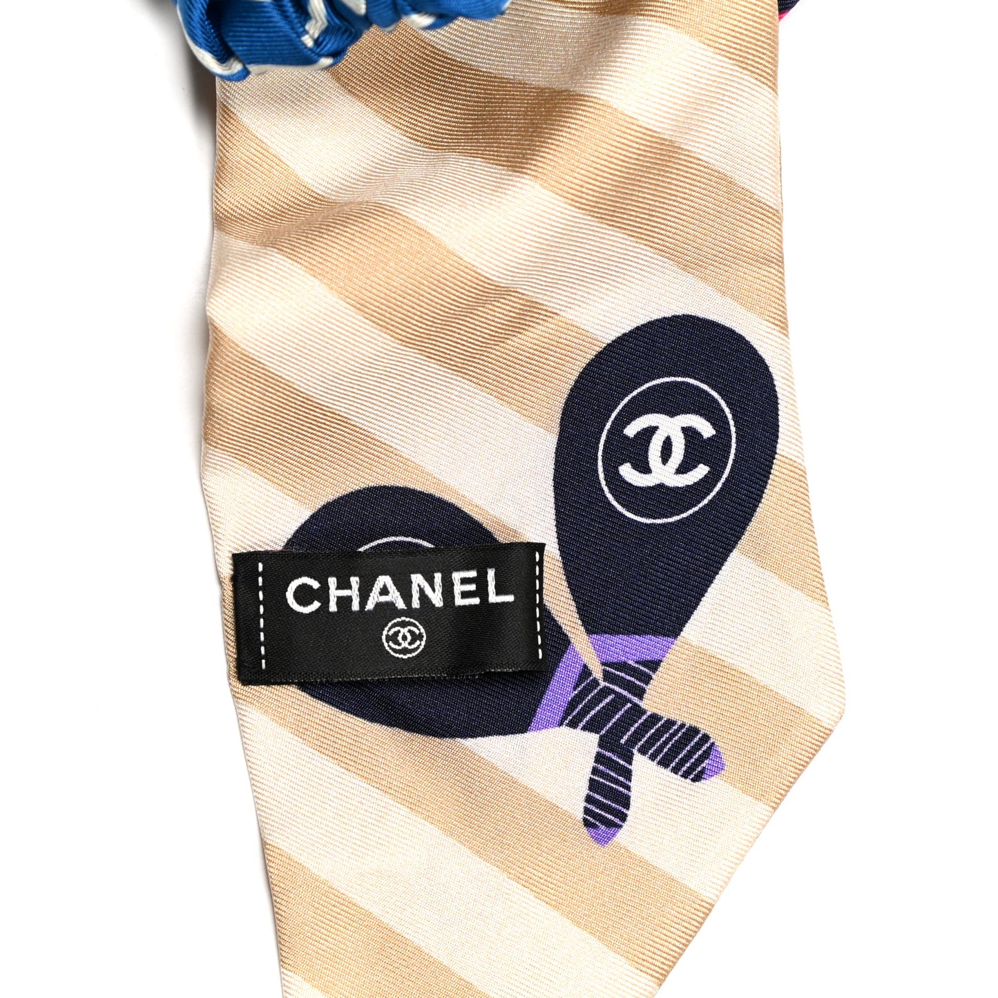 Silk Twill Hair Tie Blue Beige