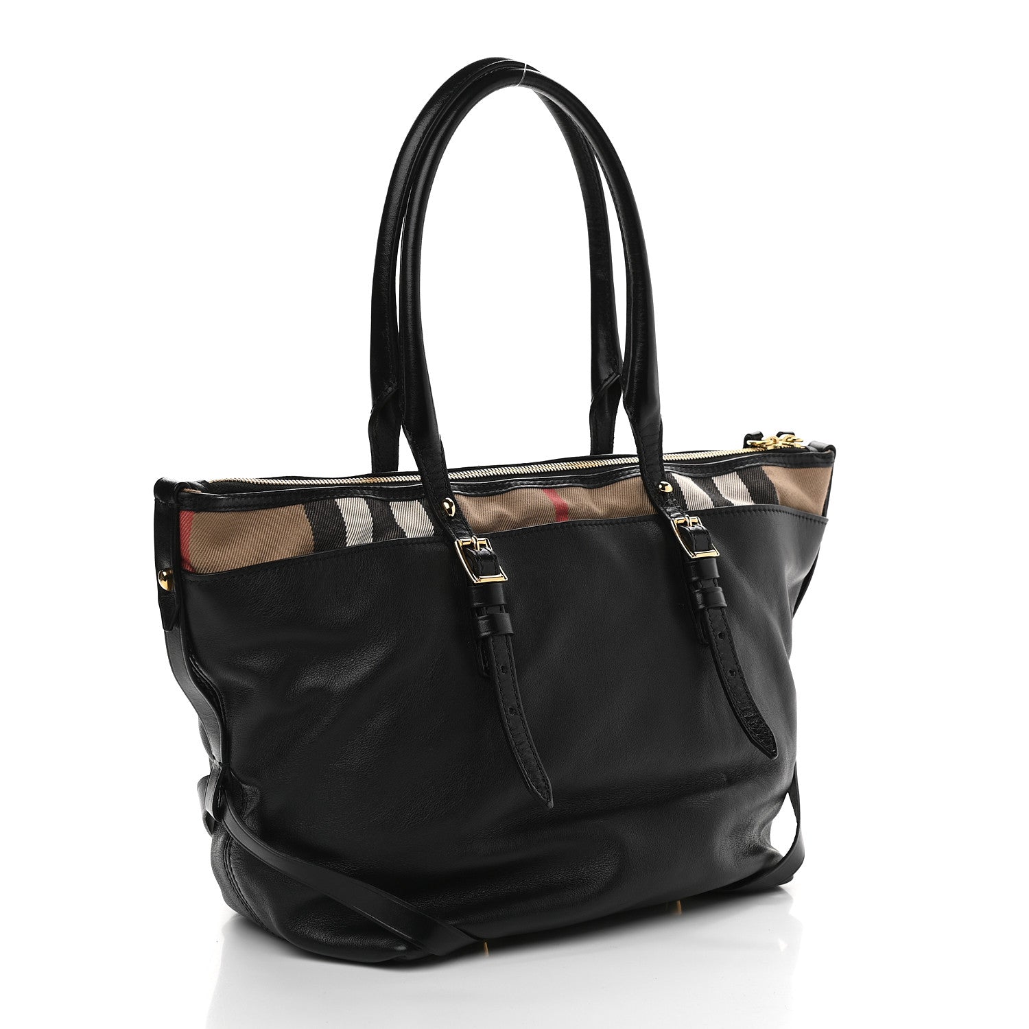 Burberry Calfskin House Check Small Salisbury Tote Black 3 of 10
