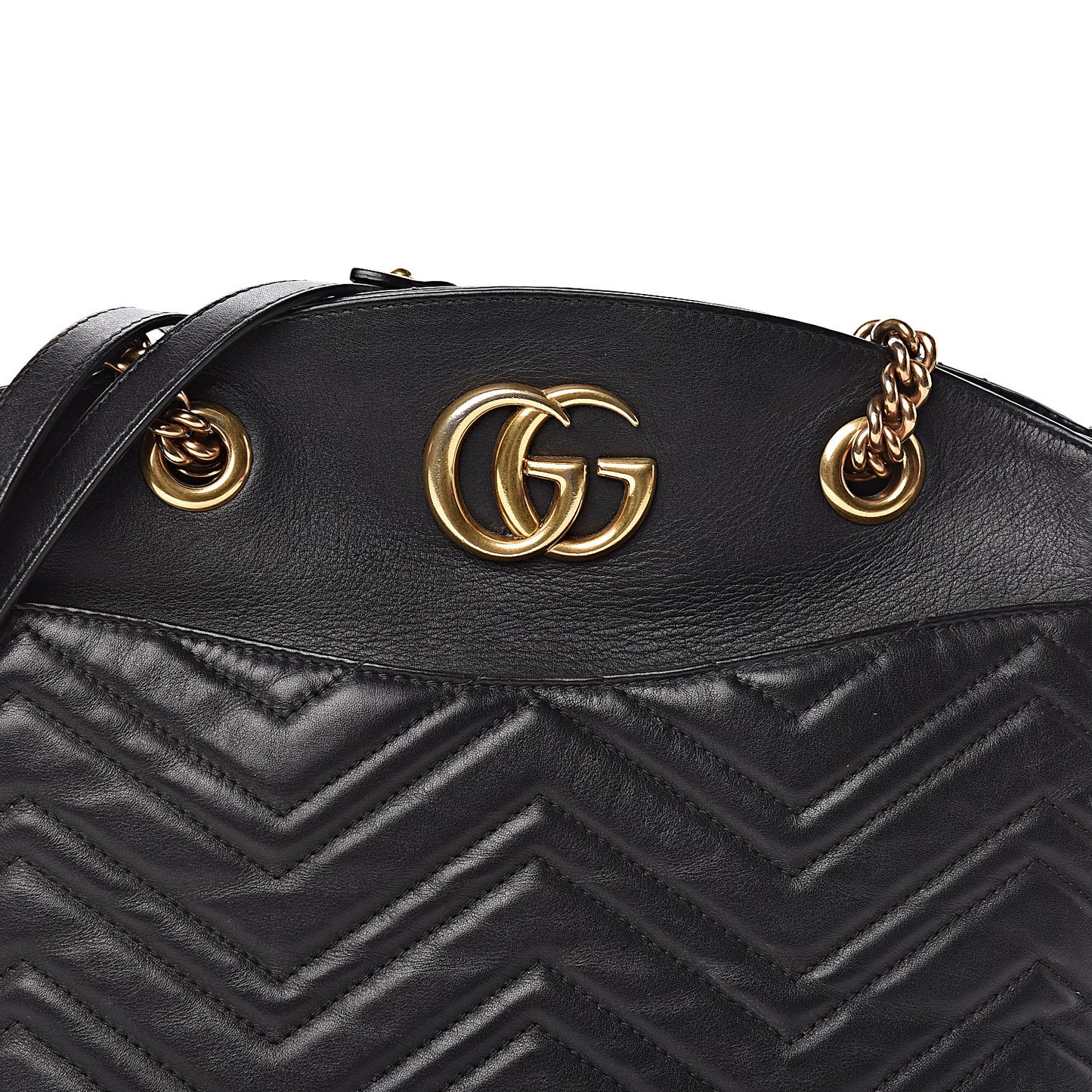 Calfskin Matelasse Medium GG Marmont Open Top Shoulder Bag Black