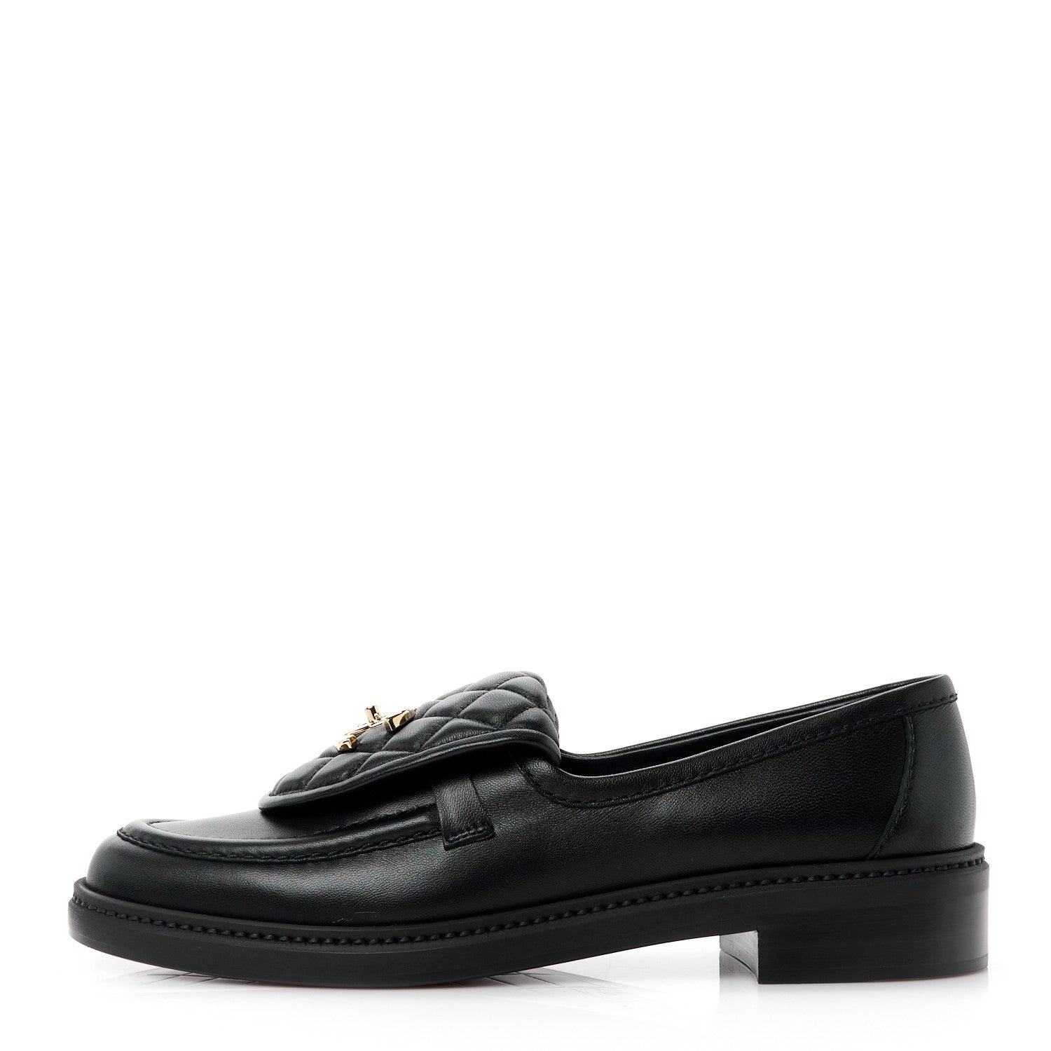 Chanel Lambskin Quilted CC Turnlock Loafers 38.5 Black 1 of 10
