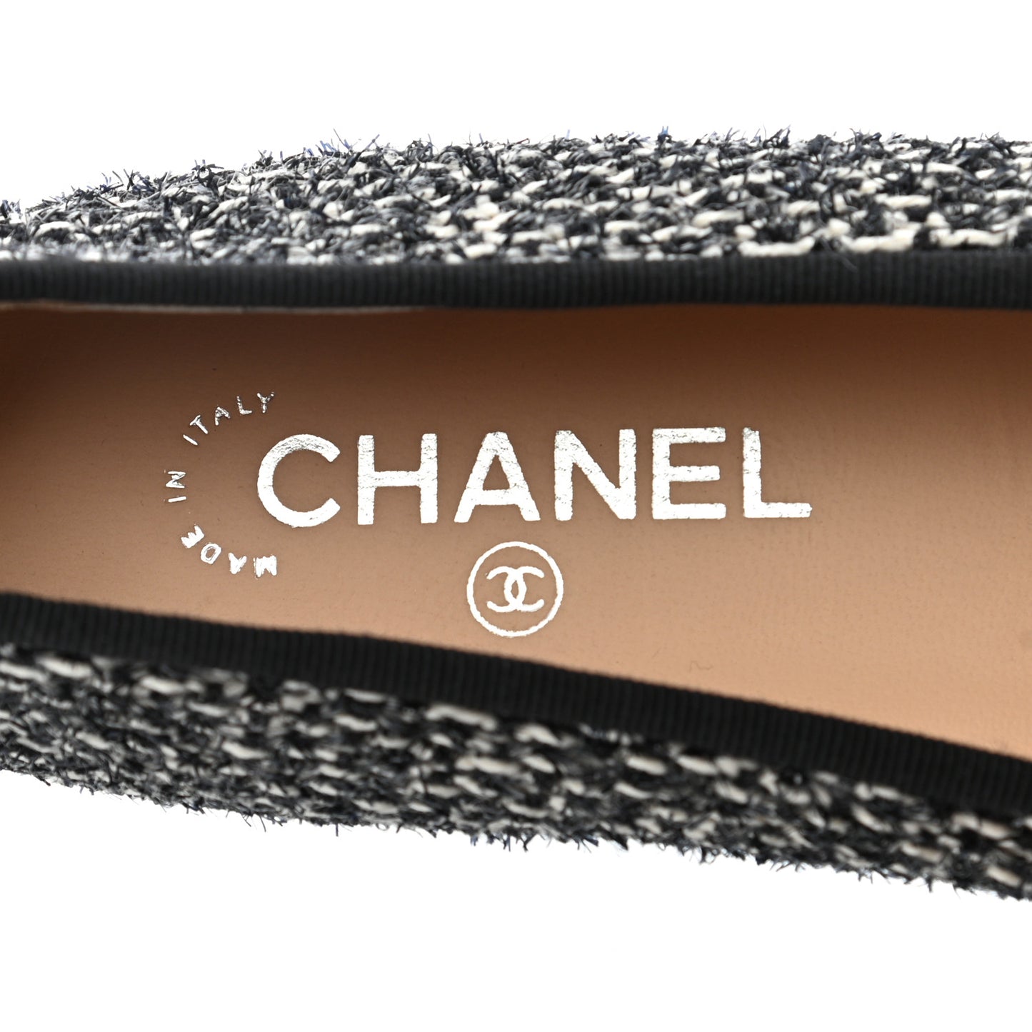 Lambskin Tweed Cap Toe Ballerina Flats 39.5 Black White