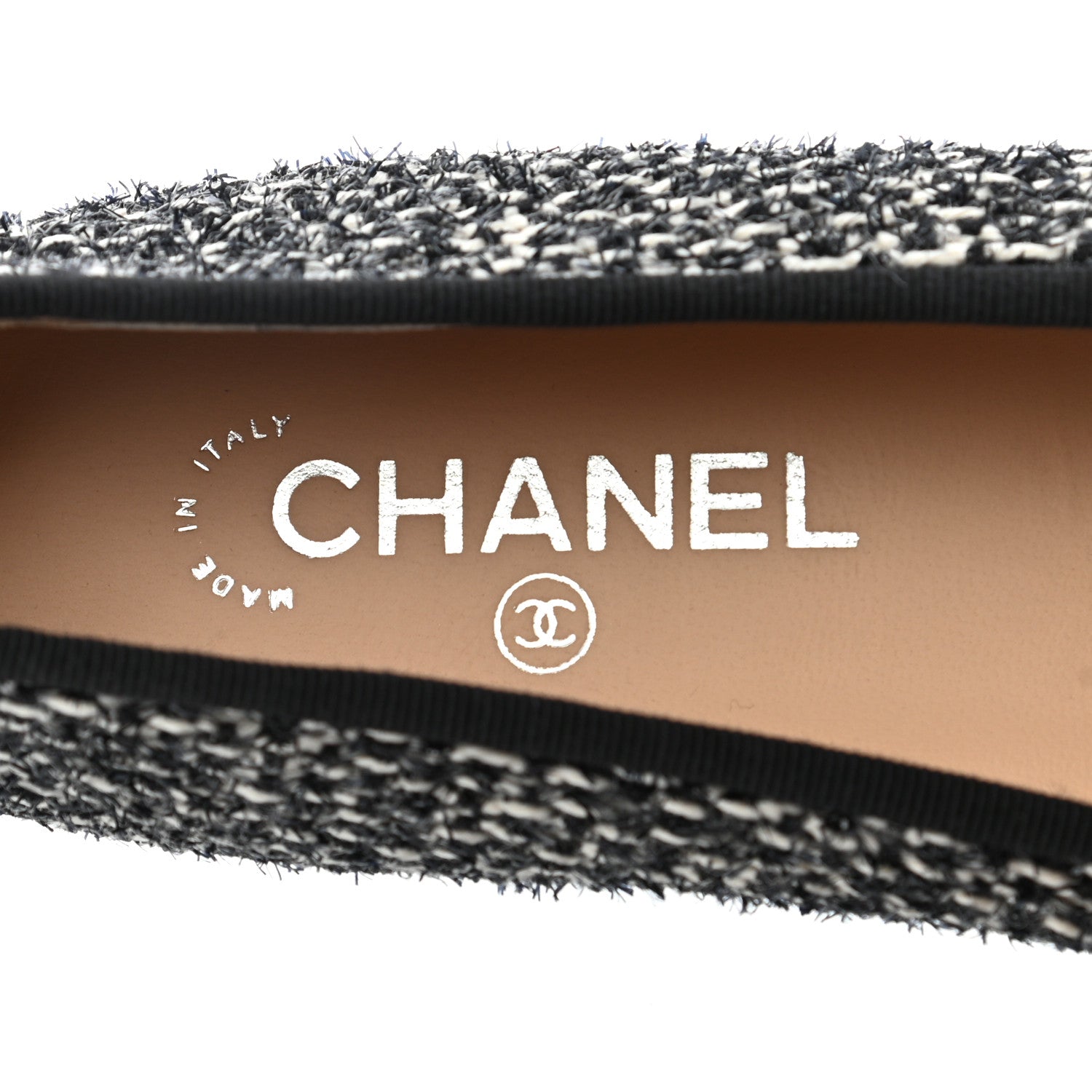 Chanel Lambskin Tweed Cap Toe Ballerina Flats 39.5 Black White 7 of 8