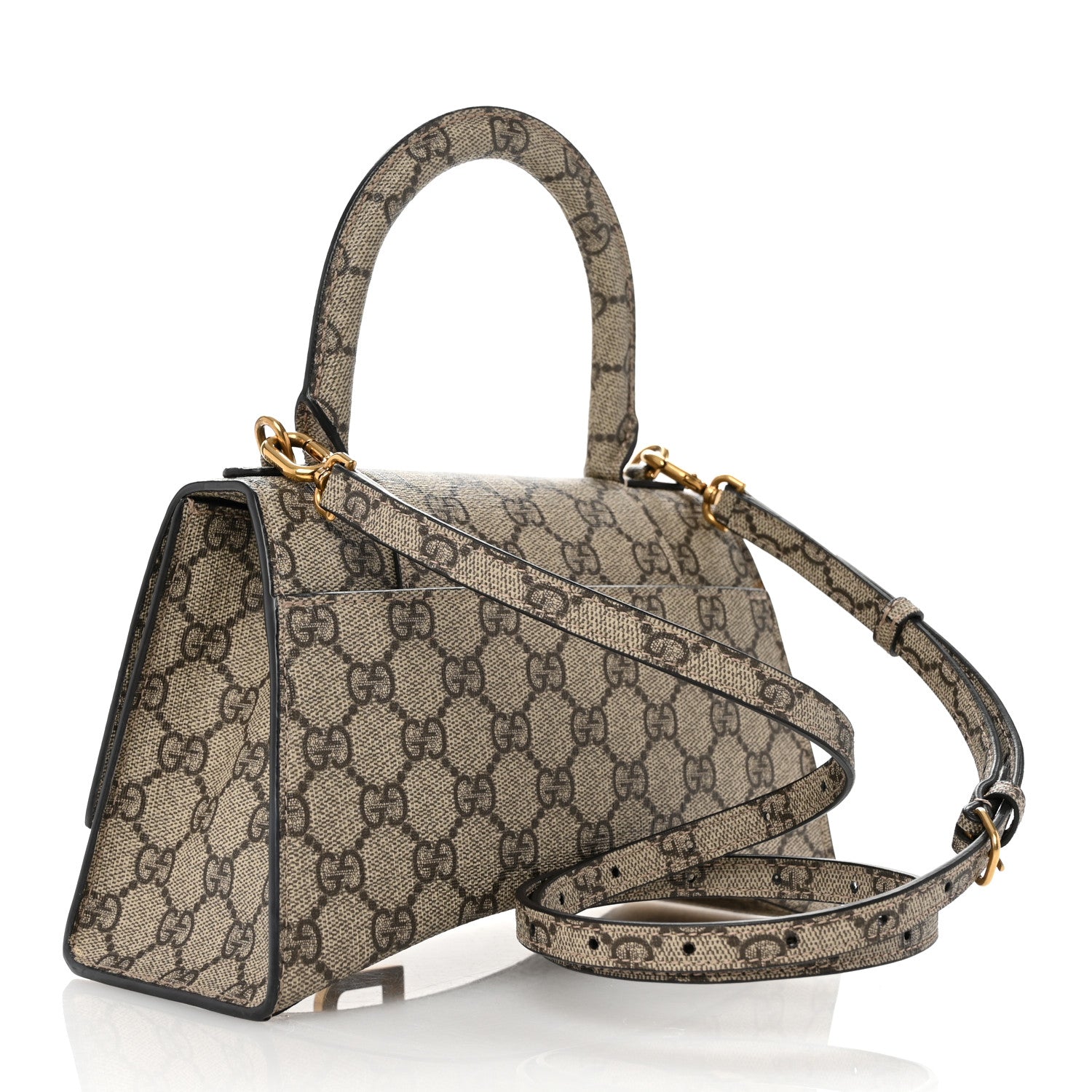 Balenciaga X GUCCI GG Supreme Monogram Small Hourglass Top Handle Bag Beige Ebony 2 of 10