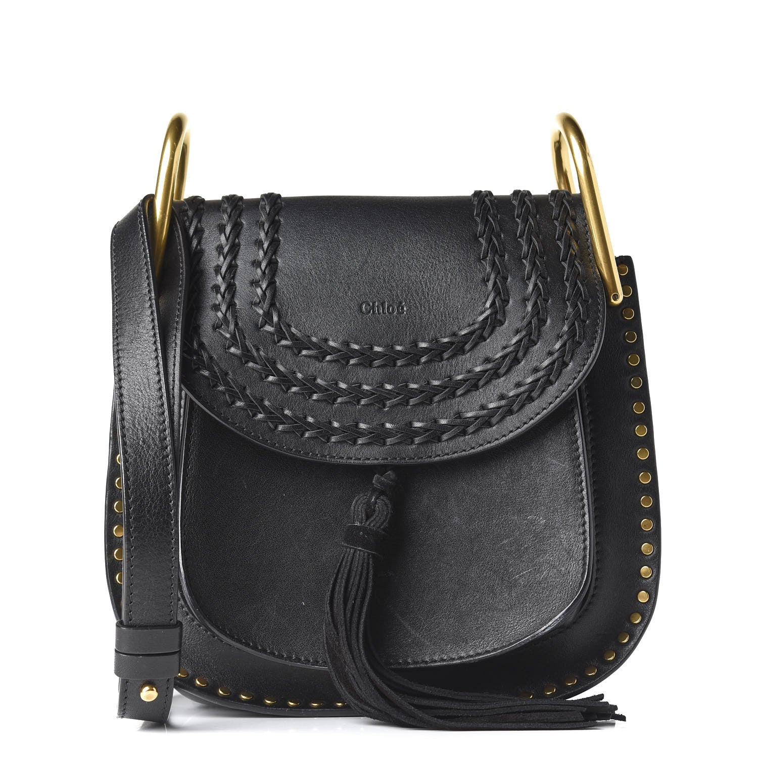 Chloe Calfskin Braided Small Hudson Shoulder Bag Black 1 of 9