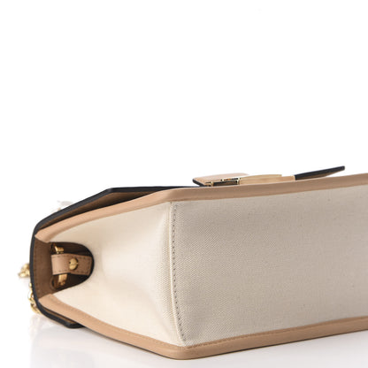 Fendi Vitello Cristallo Nature Canvas FF 1974 Embossed Small Kan U Shoulder Bag Makeup Grezzo 6 of 9