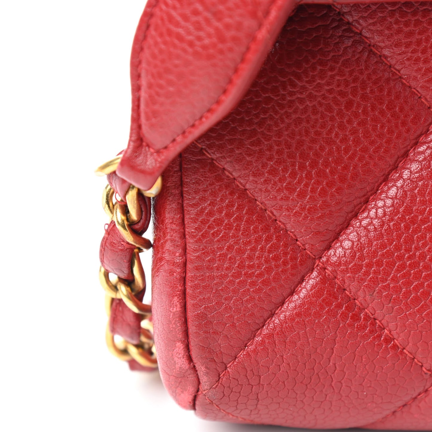 Caviar Quilted Small Single Flap Red