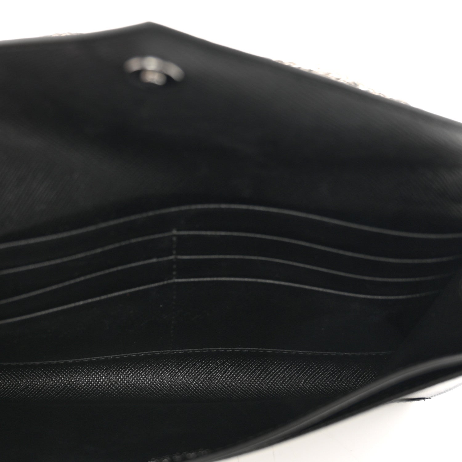Prada Saffiano Envelope Wristlet Crossbody Wallet Black 6 of 9