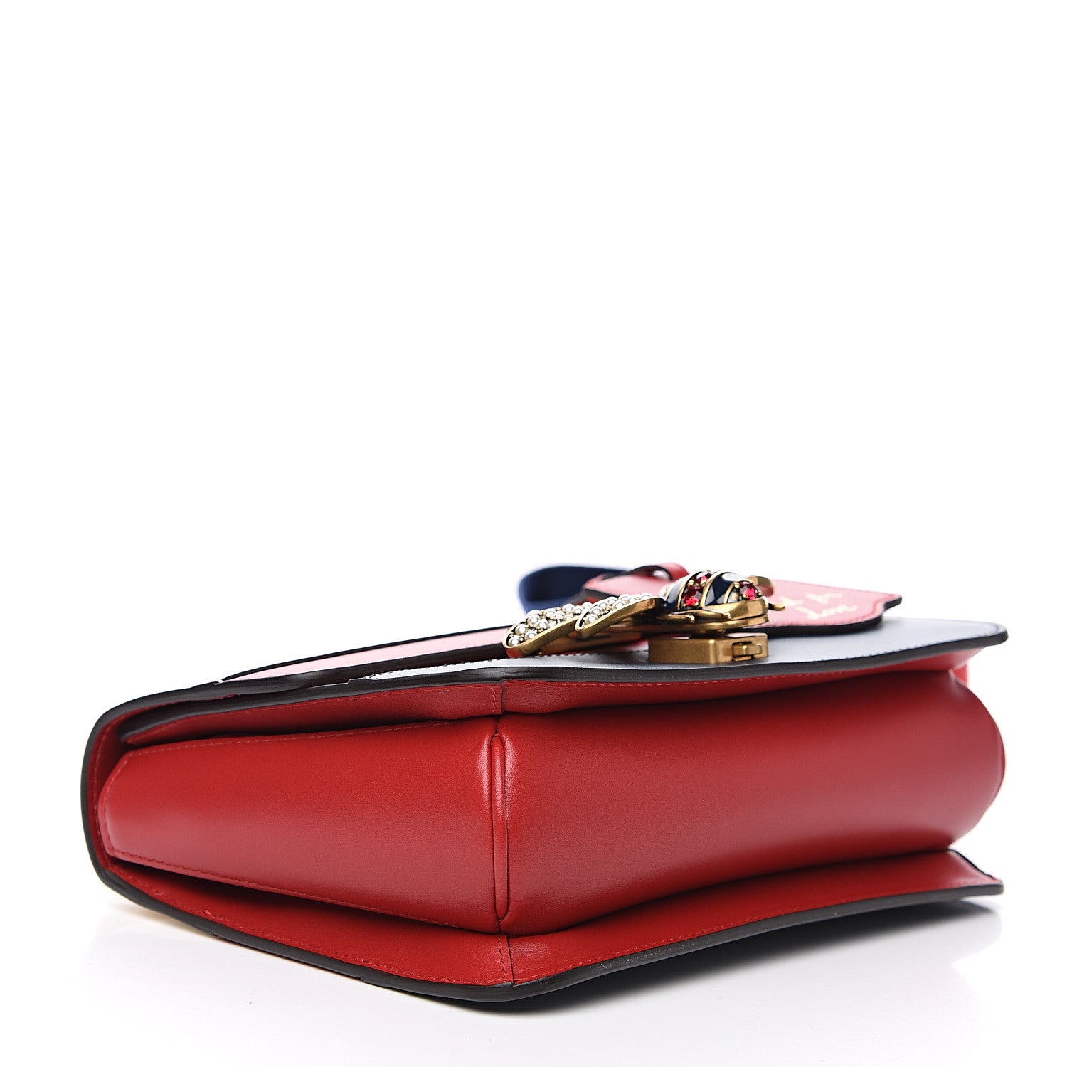 Gucci Calfskin Sylvie Web Queen Margaret Shoulder Bag Blue Agata Hibiscus Red Mystic White 3 of 9