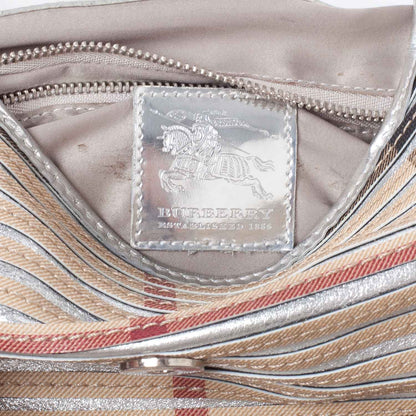 Burberry House Check Sliced Brook Hobo Metallic Silver 7 of 10