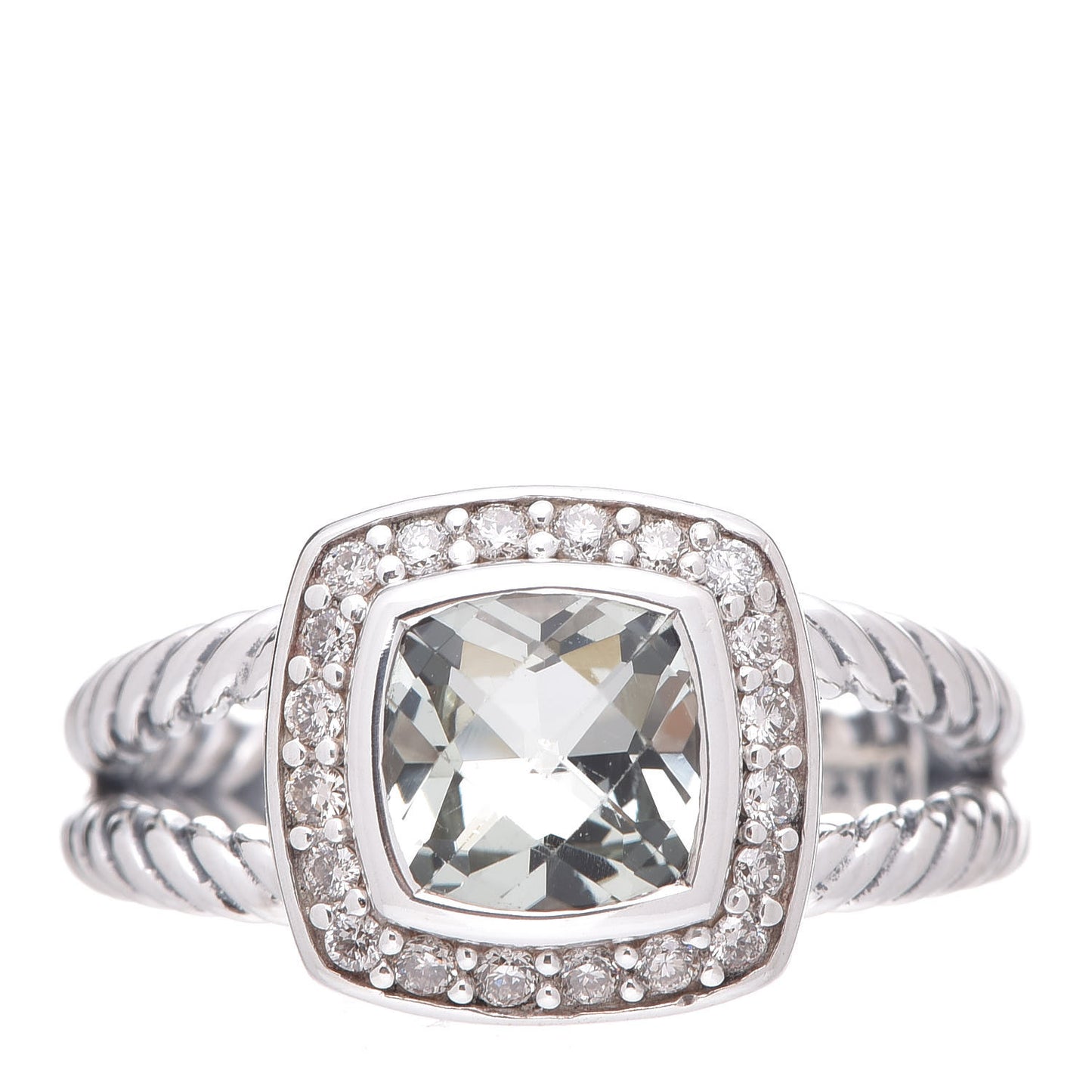 Sterling Silver Diamond Prasiolite 7mm Petite Albion Ring 53 6