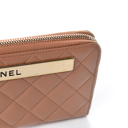 Chanel Lambskin Quilted Large Gusset Trendy CC Zip Around Wallet Dark Beige 9 of 10