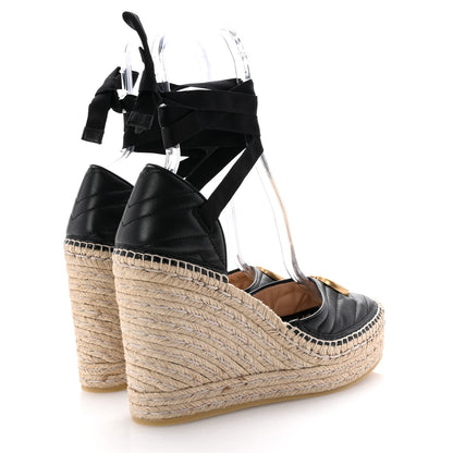 Gucci Nappa Matelasse GG Marmont Ankle Wrap Platform 35/120mm Espadrille Wedges 40.5 Black 5 of 11