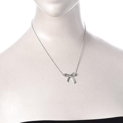Tiffany Platinum Diamond Bow Pendant Necklace 2 of 6