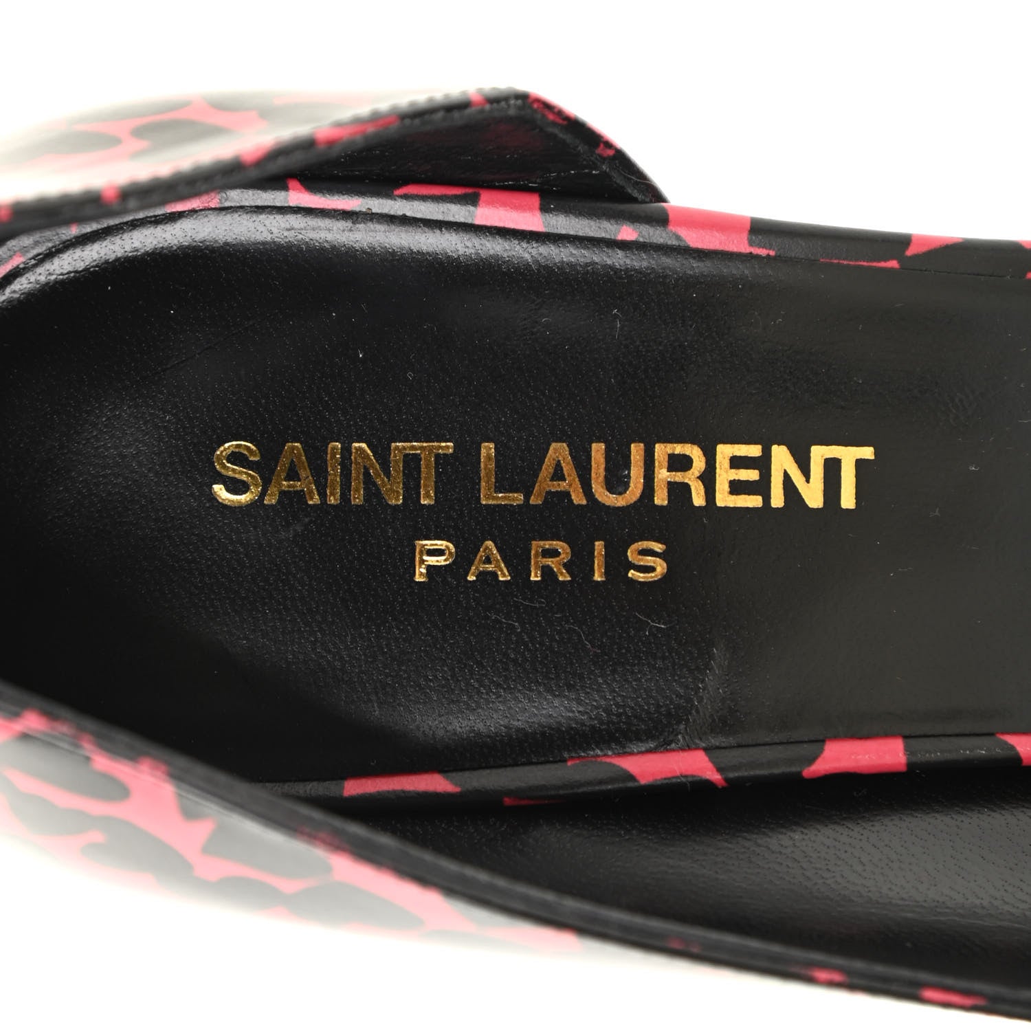 Saint Laurent Calfskin Heart Print D'Orsay Paris 105 Pumps 40 Pink Black 7 of 16