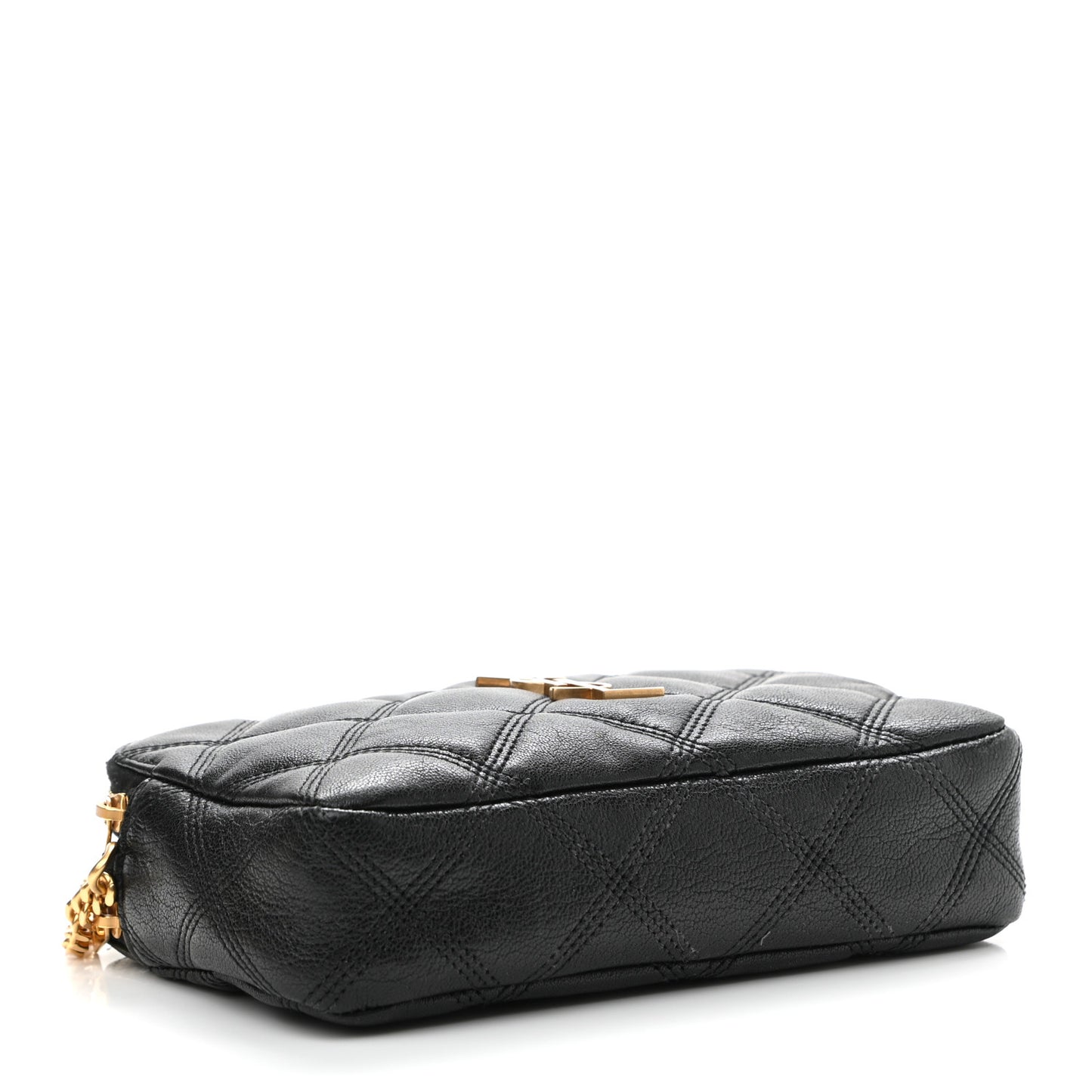 Grained Lambskin Quilted Mini Becky Double Zip Bag Black